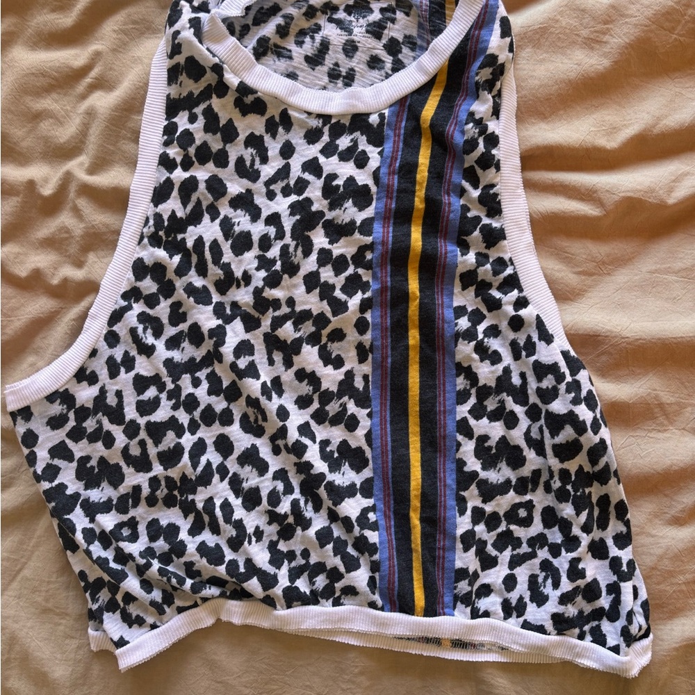 Leopard Print Crop Top with Stripes